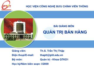 CHƯƠNG 1 TỔNG QUAN VỀ BÁN HÀNG VÀ QUẢN TRỊ BÁN HÀNG