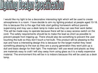 Lighting Design Specification