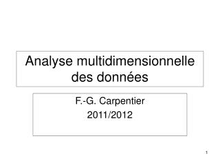 Analyse multidimensionnelle des données