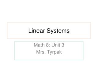 Linear Systems