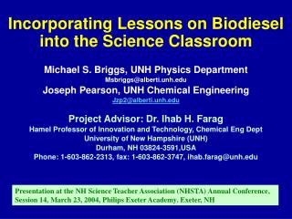 Incorporating Lessons on Biodiesel into the Science Classroom