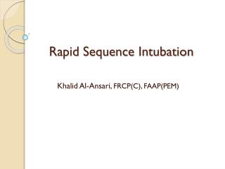 Rapid Sequence Intubation