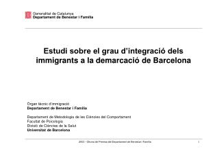 Estudi sobre el grau d’integració dels immigrants a la demarcació de Barcelona