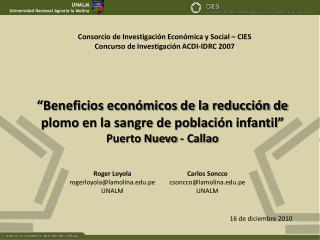 “Beneficios económicos de la reducción de plomo en la sangre de población infantil”