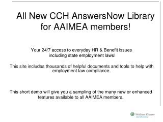All New CCH AnswersNow Library for AAIMEA members!