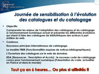 Journée de sensibilisation à l’évolution des catalogues et du catalogage