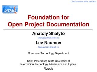 Foundation for Open Project Documentation