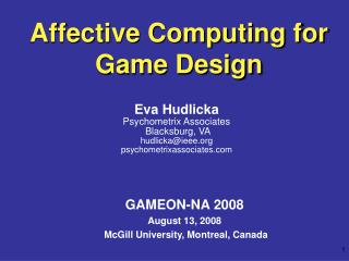 Affective Computing for Game Design