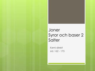 Joner Syror och baser 2 Salter