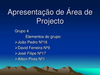 Apresentação de Área de Projecto