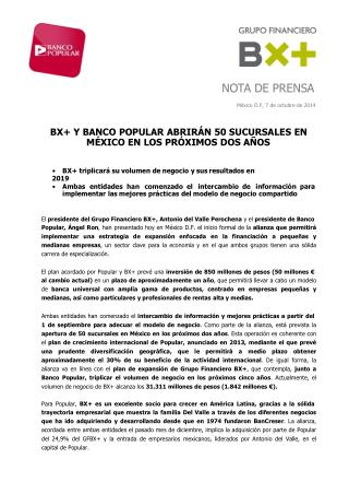 Ángel Ron y el Banco Popular abrirán 50 sucursales en México