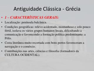 Antiguidade Clássica - Grécia