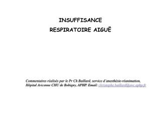 INSUFFISANCE RESPIRATOIRE AIGUË