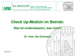 INSTITUT UND POLIKLINIK FÜR ARBEITS-, SOZIAL- UND UMWELTMEDIZIN