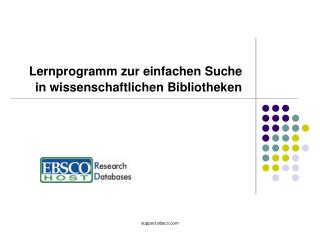 Lernprogramm zur einfachen Suche in wissenschaftlichen Bibliotheken