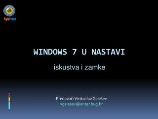 WINDOWS 7 U NASTAVI