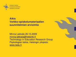 Aikis Verkko-opiskelumateriaalien suunnitelmien arviointia