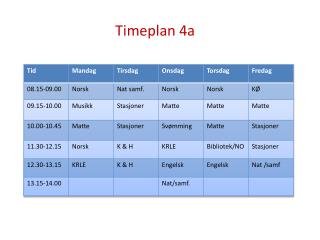 Timeplan 4a