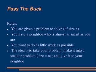 Pass The Buck