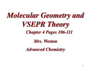 Molecular Geometry and VSEPR Theory