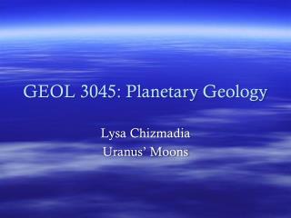 GEOL 3045: Planetary Geology