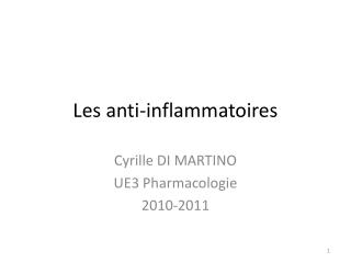 Les anti-inflammatoires