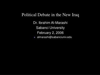 Political Debate in the New Iraq