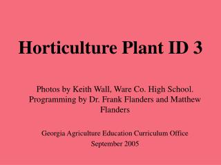 Horticulture Plant ID 3