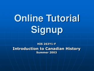 Online Tutorial Signup