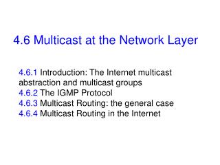 4.6 Multicast at the Network Layer