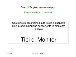 Corso di “Programmazione a oggetti” Programmazione concorrente