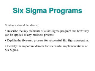 Six Sigma Programs