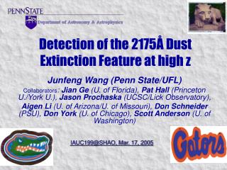 Detection of the 2175 Å Dust Extinction Feature at high z