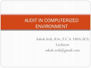 AUDIT IN COMPUTERIZED ENVIRONMENT