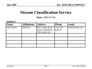 Stream Classification Service