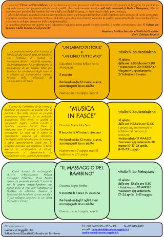 Asilo Nido Pietrapiana Il sabato dalle ore 10 alle ore 11.30 Inizio sabato 10 APRILE