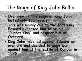 The Reign of King John Balliol