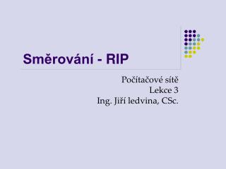 Směrování - RIP