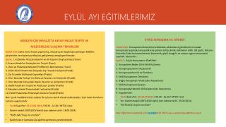 EYLÜL AYI EĞİTİMLERİMİZ