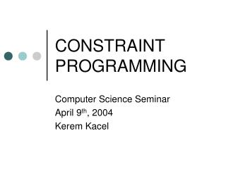 CONSTRAINT PROGRAMMING