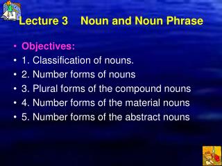 Lecture 3 Noun and Noun Phrase
