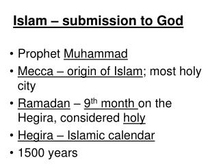 Islam – submission to God