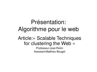 Présentation: Algorithme pour le web