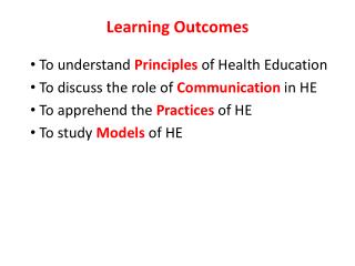 Learning Outcomes