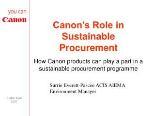 Canon’s Role in Sustainable Procurement