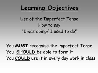 Learning Objectives