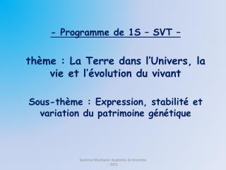 Le PATRIMOINE GENETIQUE