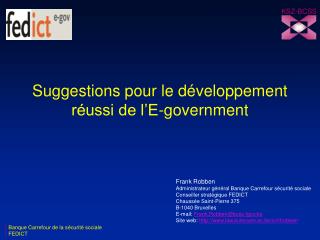 Suggestions pour le développement réussi de l’E-government