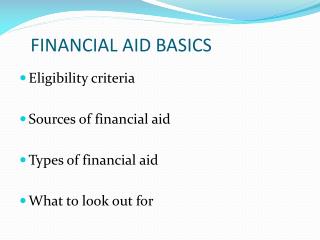 FINANCIAL AID BASICS