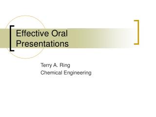Effective Oral Presentations